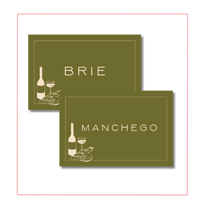 Olive Wine & Cheese Food Label Cards