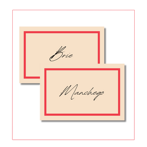 Simple Red and Handwritten Food Label Cards
