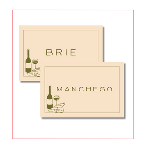 Simple Ecru Cheese & Wine Food Label Cards